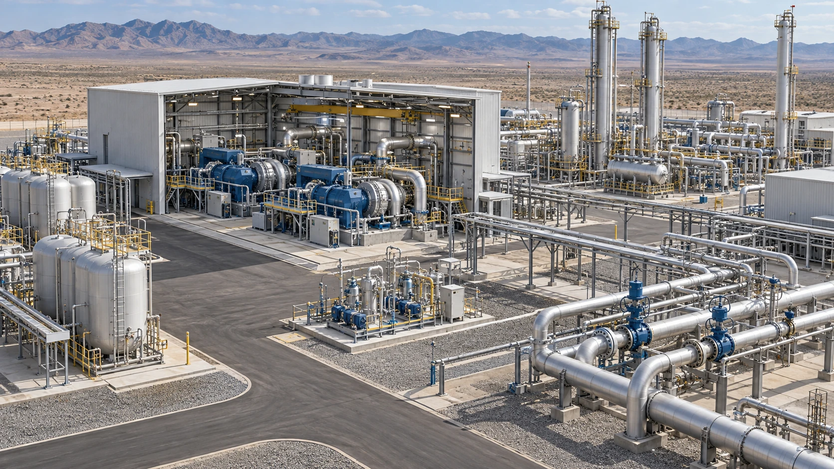 Conceptual gas processing plant scene
