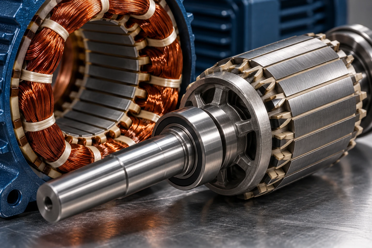 Illustrative motor winding and steel detail