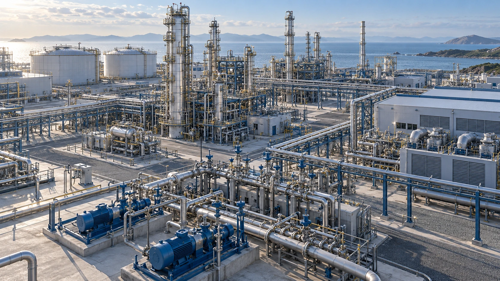 Conceptual refinery scene with pumping areas